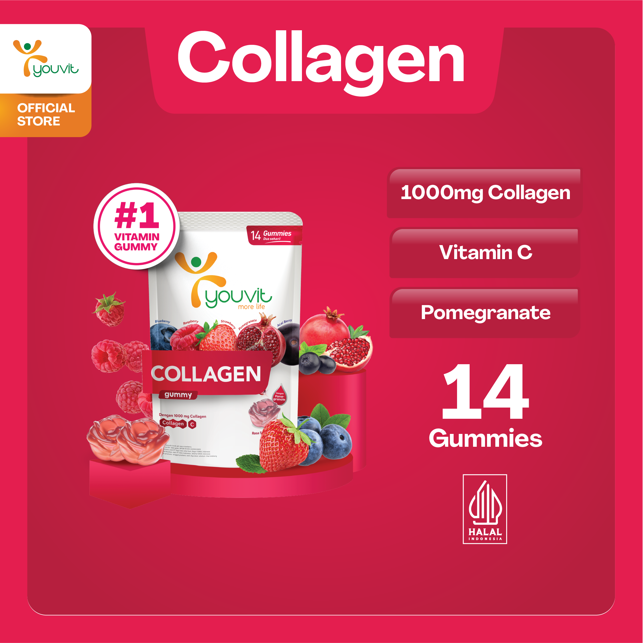 Youvit Collagen-Kolagen Vitamin Gummy untuk Anti Aging