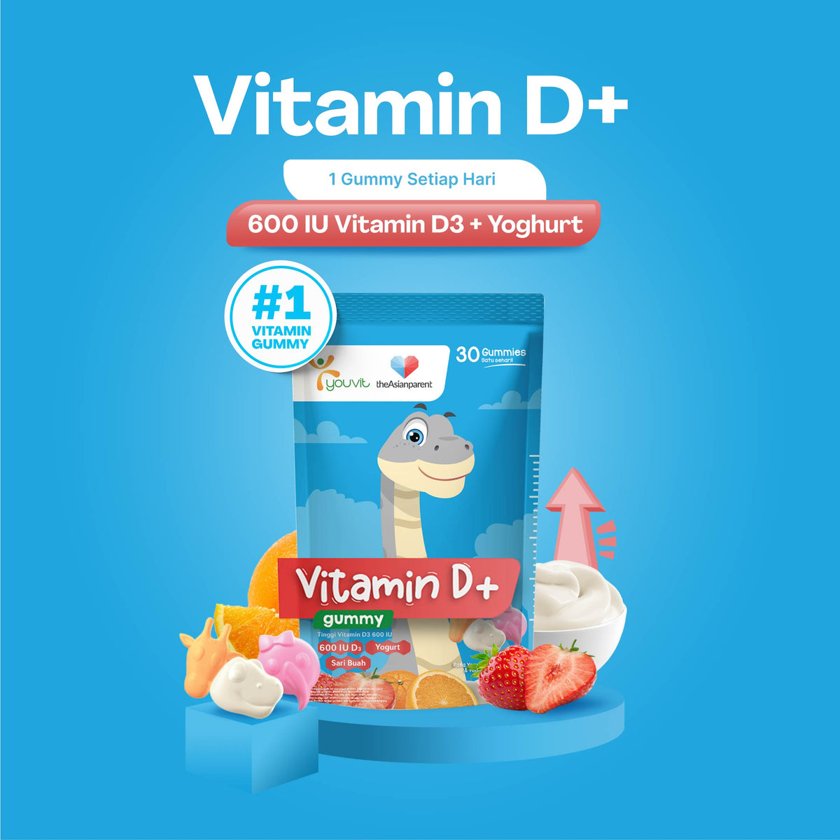 Youvit x theAsianparents Vitamin D3 Gummy D3 600 IU 30 Hari - Bantu Tu
